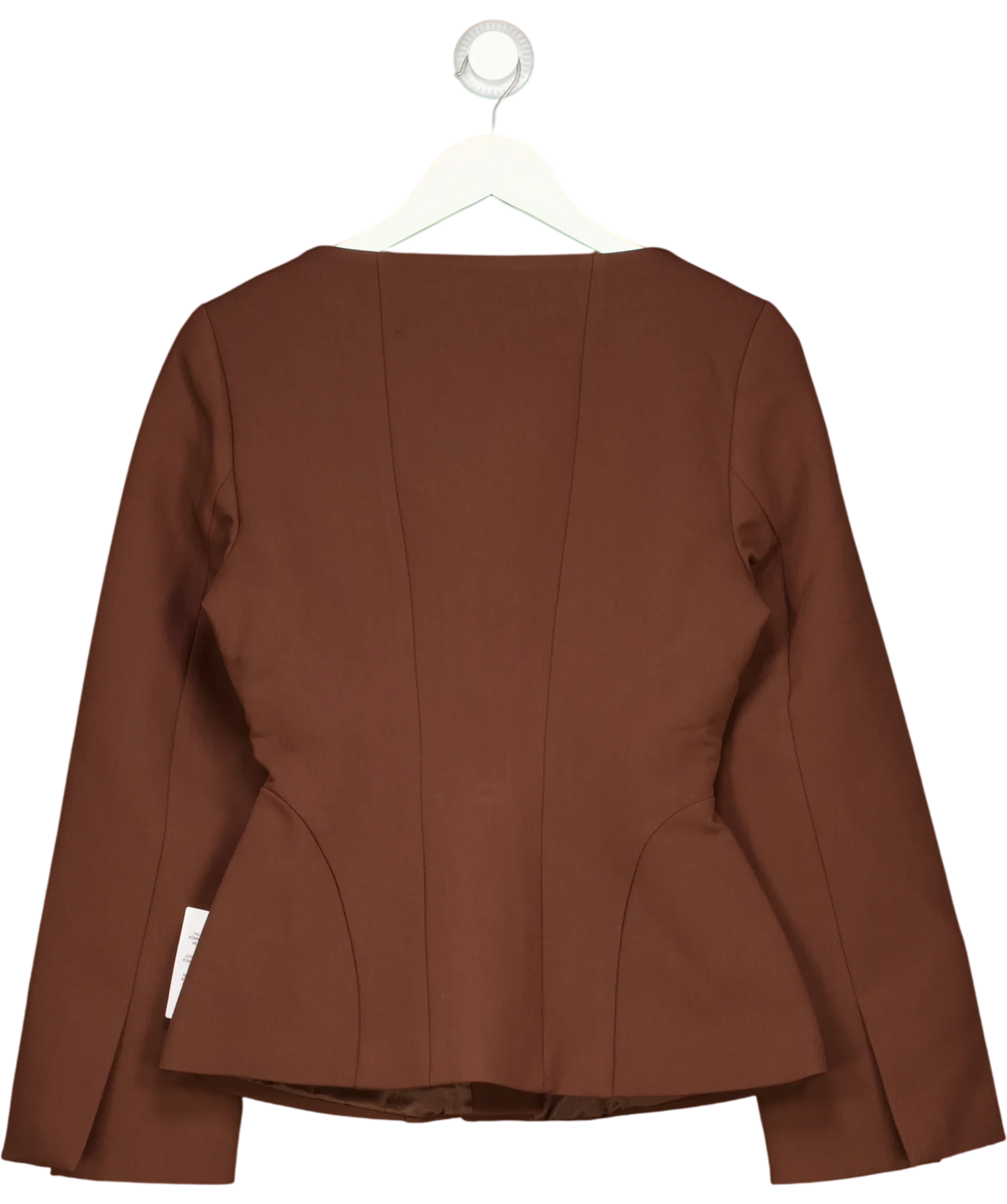 ASOS Brown square neck peplum jacket, size UK 8 — back