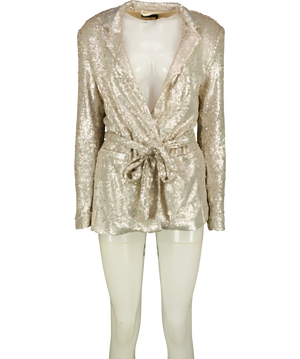 ASOS Cream Belted Sequin Blazer UK 6-8