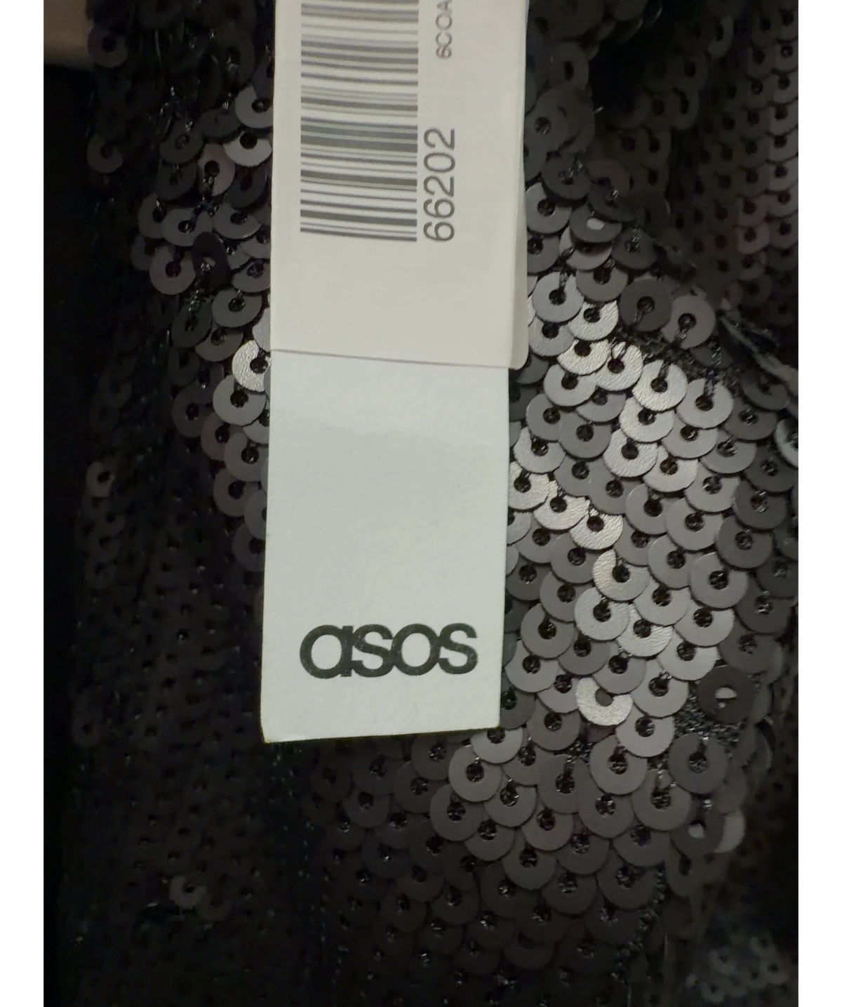 ASOS Black DESIGN sequin tie waist blazer, size UK 8 — detail