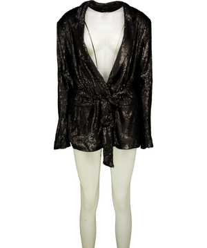 ASOS Sequin Tie Waist Blazer Black UK L