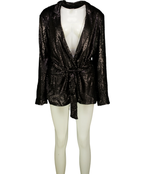 ASOS Sequin Tie Waist Blazer Black UK 20