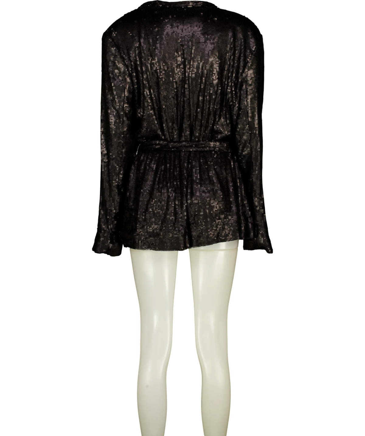 ASOS Black Sequin Tie Waist Blazer, size UK 20 — back