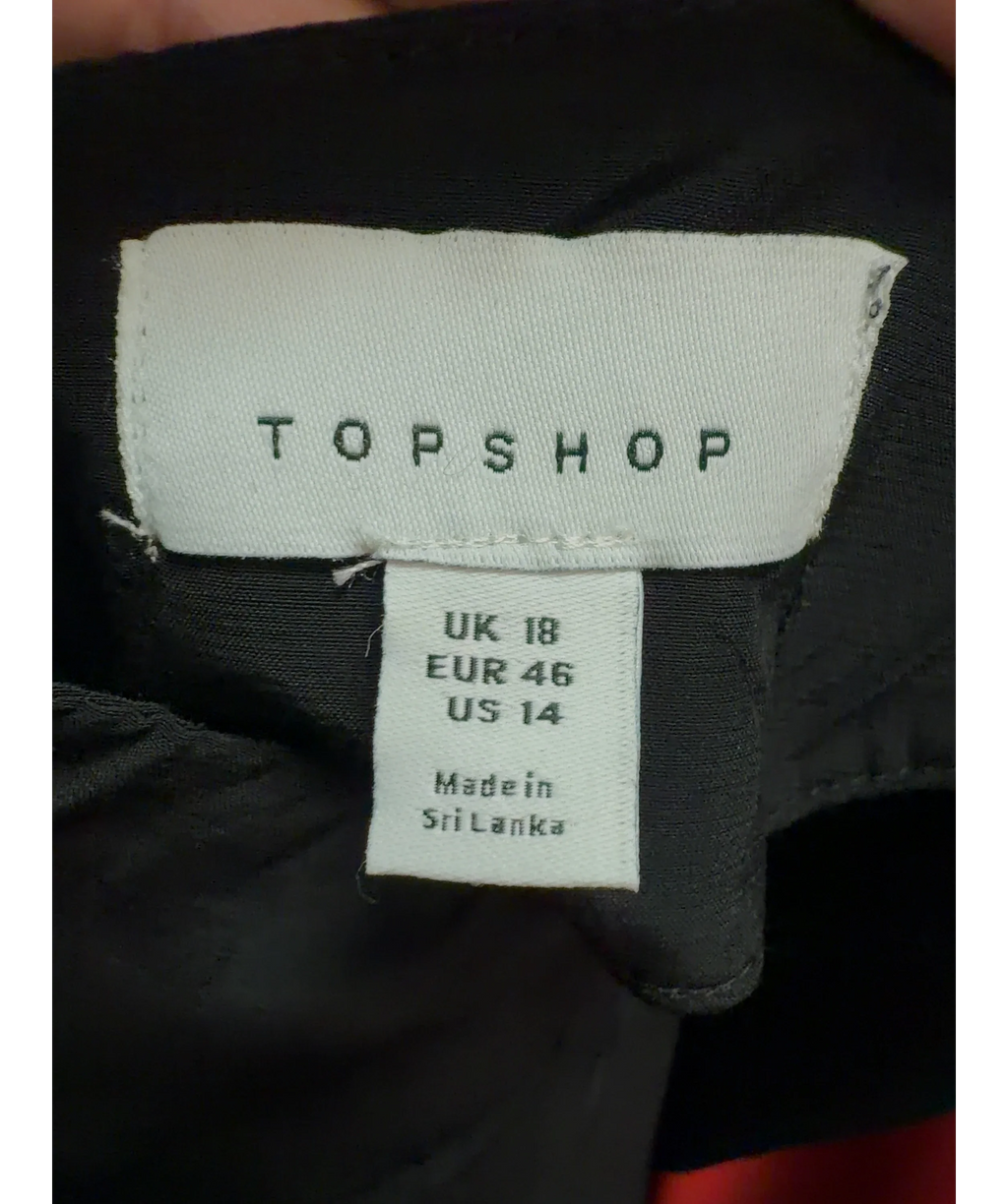 TOPSHOP Black ruched front cami maxi dress, size UK 18 — detail