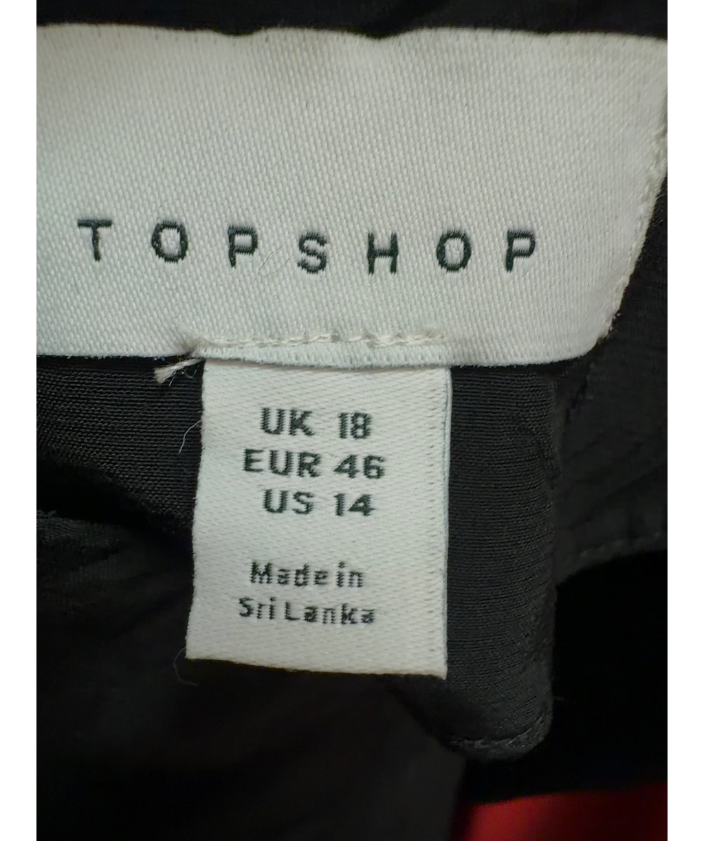 TOPSHOP Black ruched front cami maxi dress, size UK 18 — care label