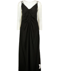 TOPSHOP Black ruched front cami maxi dress, size UK 18 — front