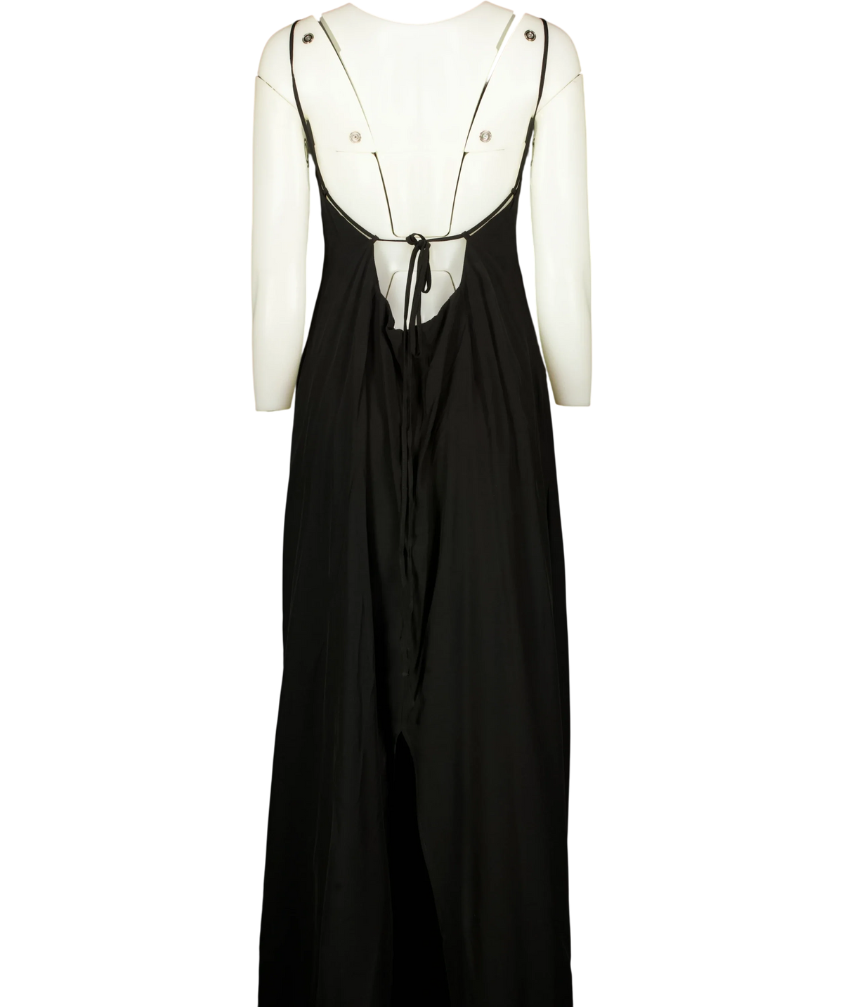TOPSHOP Black ruched front cami maxi dress, size UK 18 — back