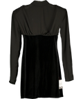 TOPSHOP Black long-sleeve velvet and chiffon mix mini dress, size UK 10 — front