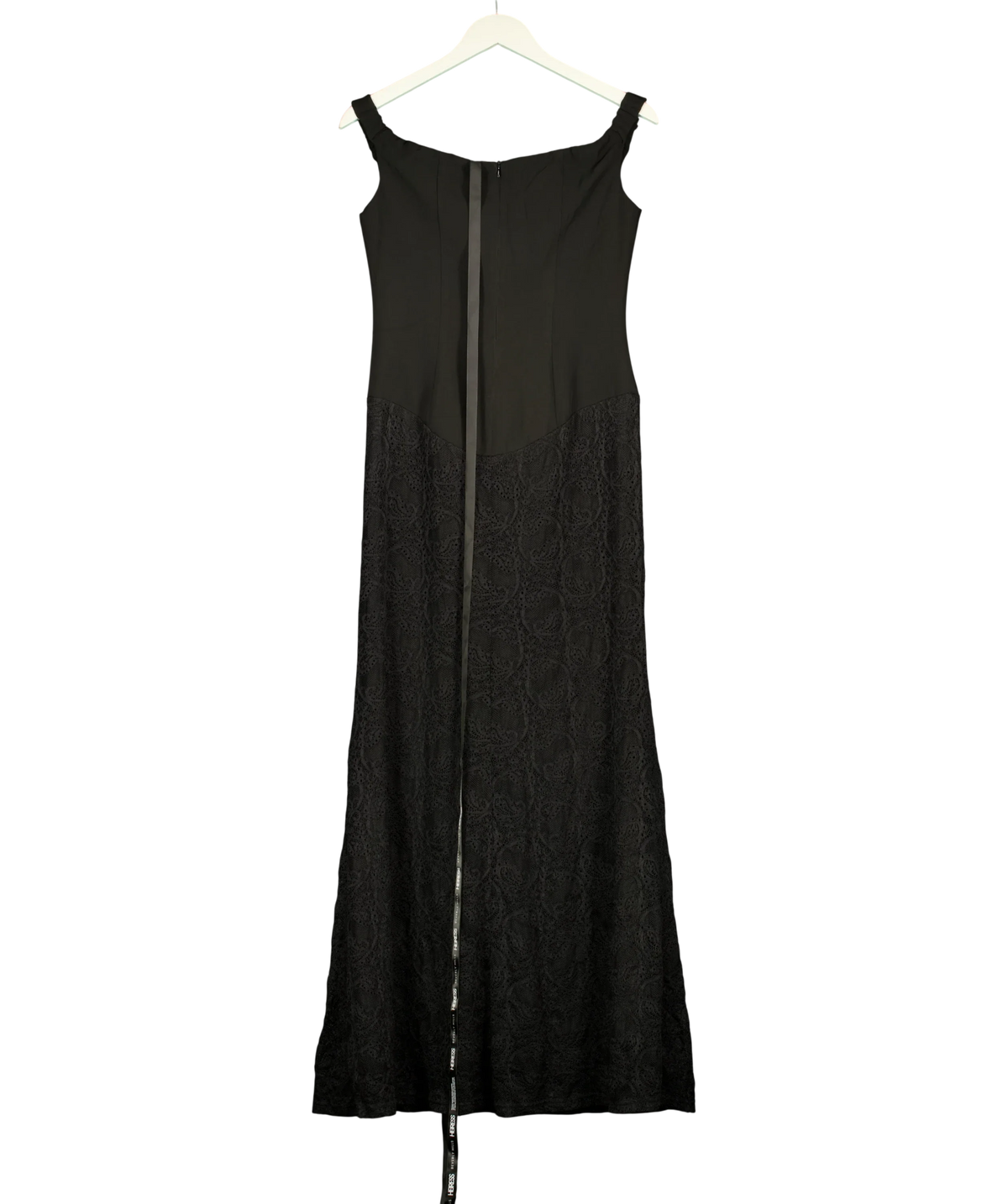 HEIRESS BEVERLY HILLS Black Black Lace Long Dress, size UK S — back