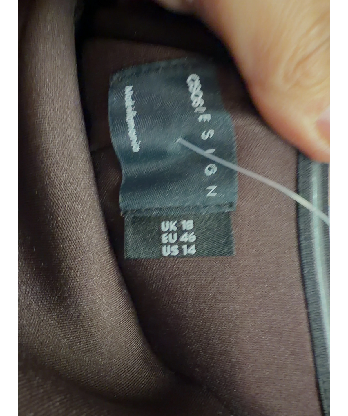 ASOS Brown Colour, size UK 18 — care label