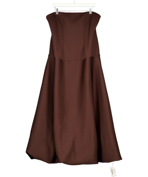 ASOS Brown Strapless Balloon Hem Midi Dress UK 18