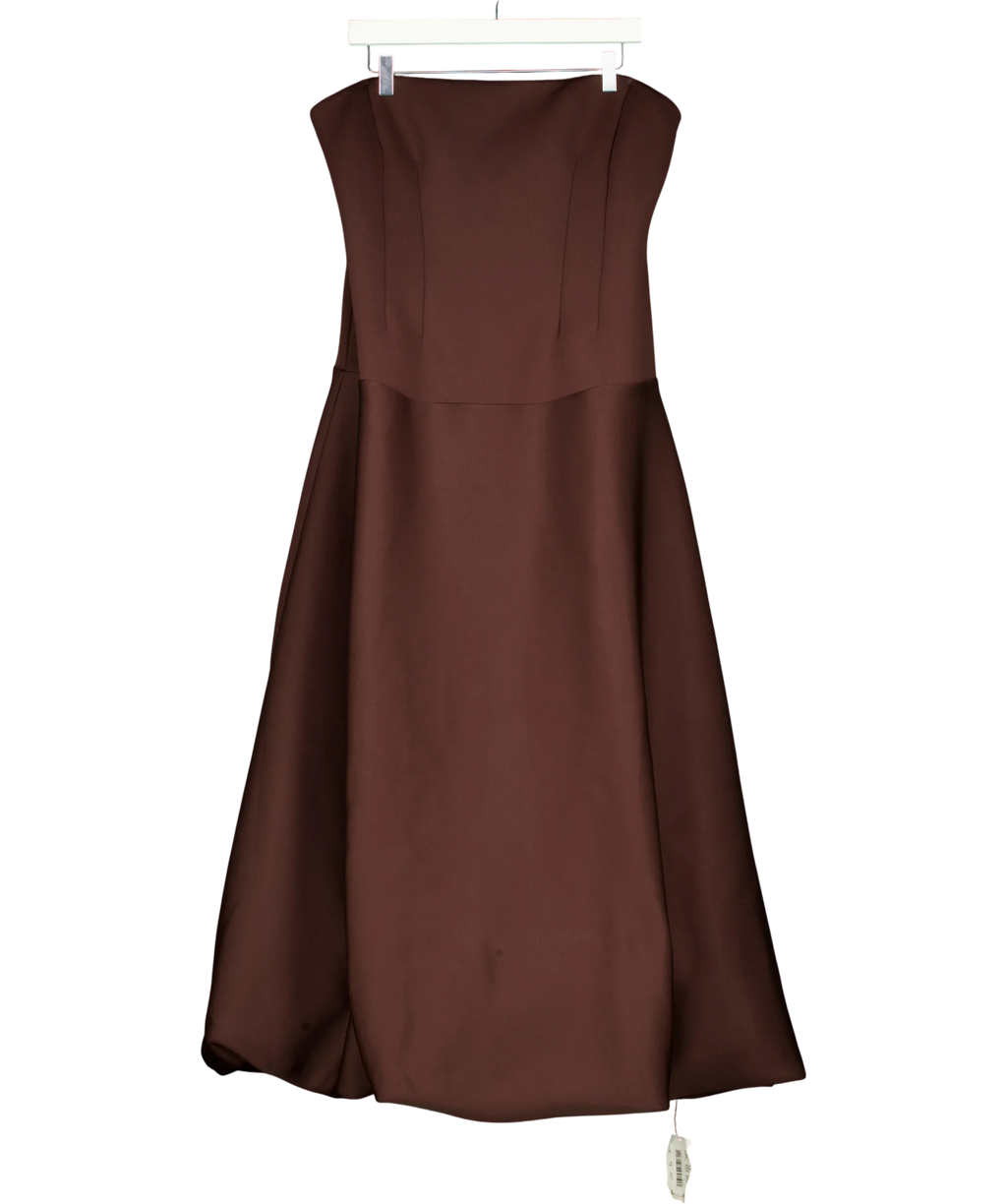 ASOS Brown strapless midi dress, size UK 16 — front