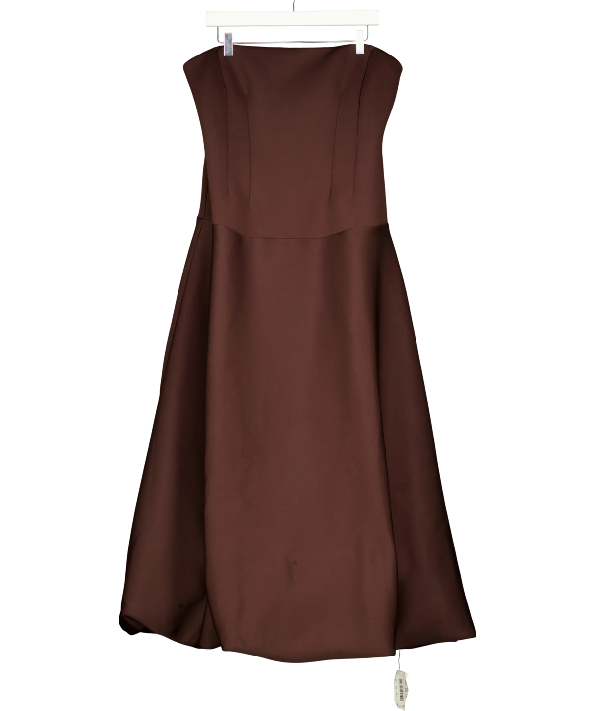 ASOS Brown strapless midi dress, size UK 16 — front