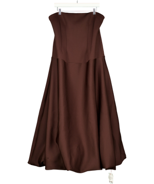Asos  Brown Strapless Balloon Hem Midi Dress Uk 12