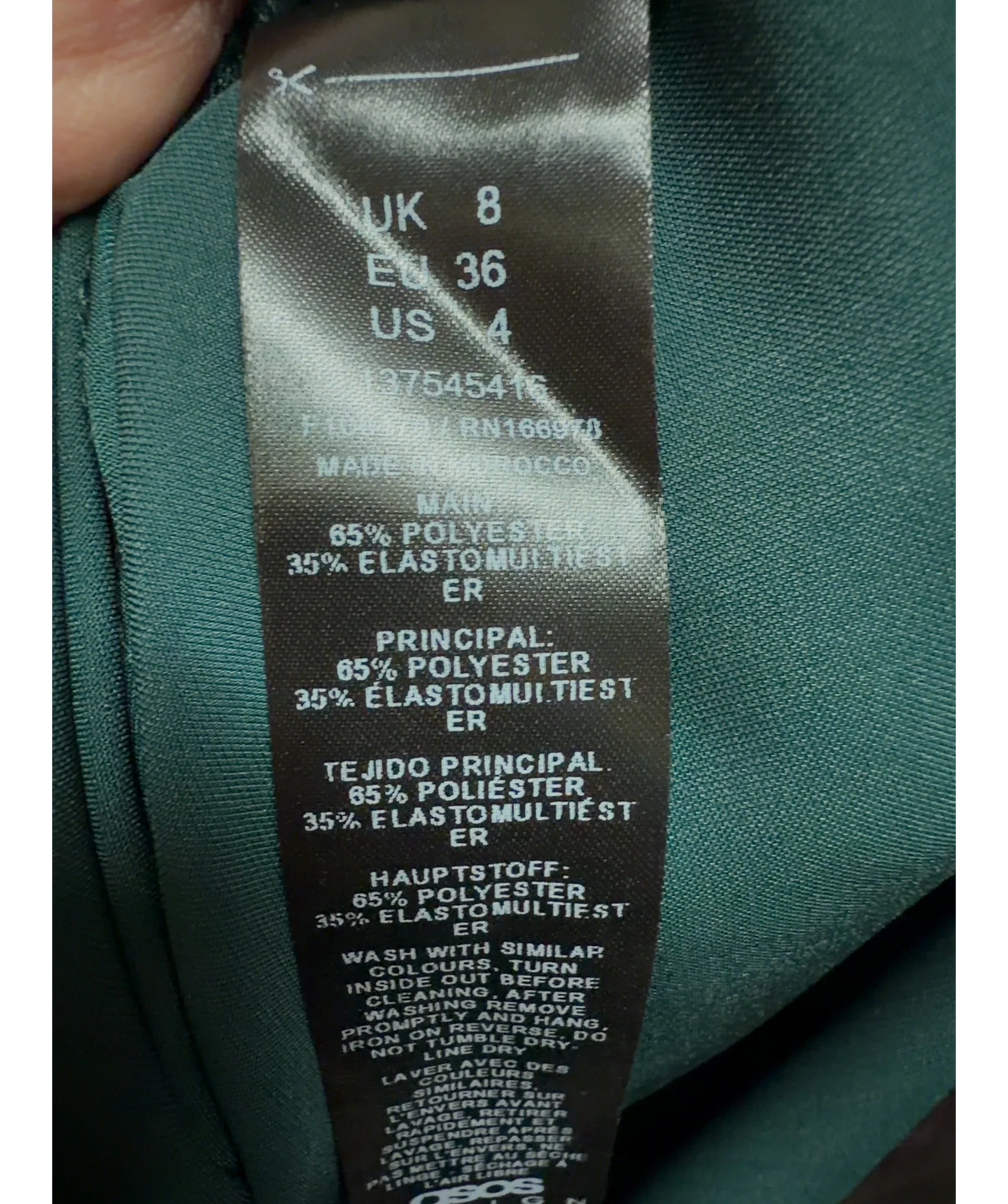 ASOS Green Colour, size UK 8 — label
