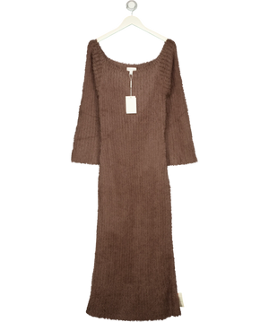 Pretty Lavish Plum Brown Alora Fluffy Knit Midaxi Dress  UK L