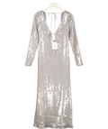 Bardot silver Verona Sequin Maxi/Midi Dress, size UK 16 — front