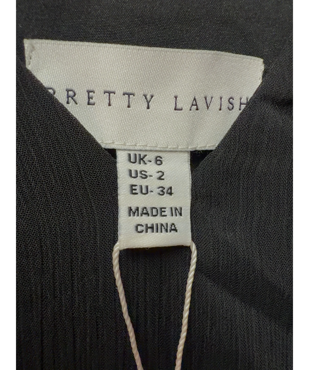 PRETTY LAVISH Black Lissy Ruffle Textured Maxi Dress, size UK 6 — care label