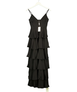 Pretty Lavish Lissy Ruffle Textured Maxi Dress Black UK 6