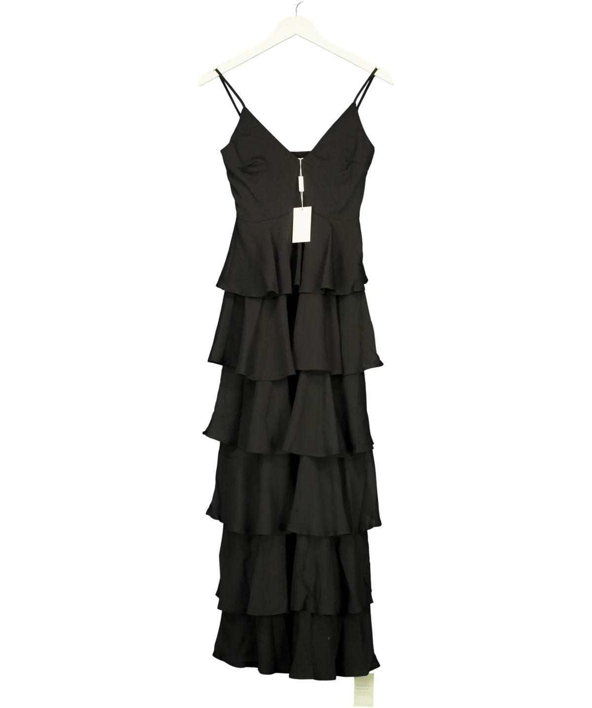 PRETTY LAVISH Black Lissy Ruffle Textured Maxi Dress, size UK 6 — front