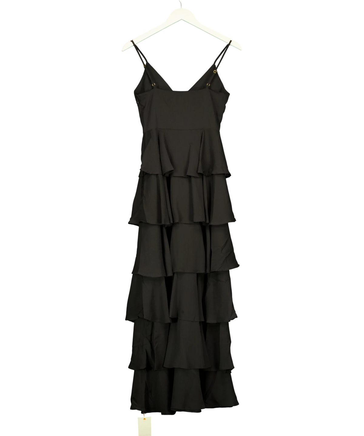 PRETTY LAVISH Black Lissy Ruffle Textured Maxi Dress, size UK 6 — back