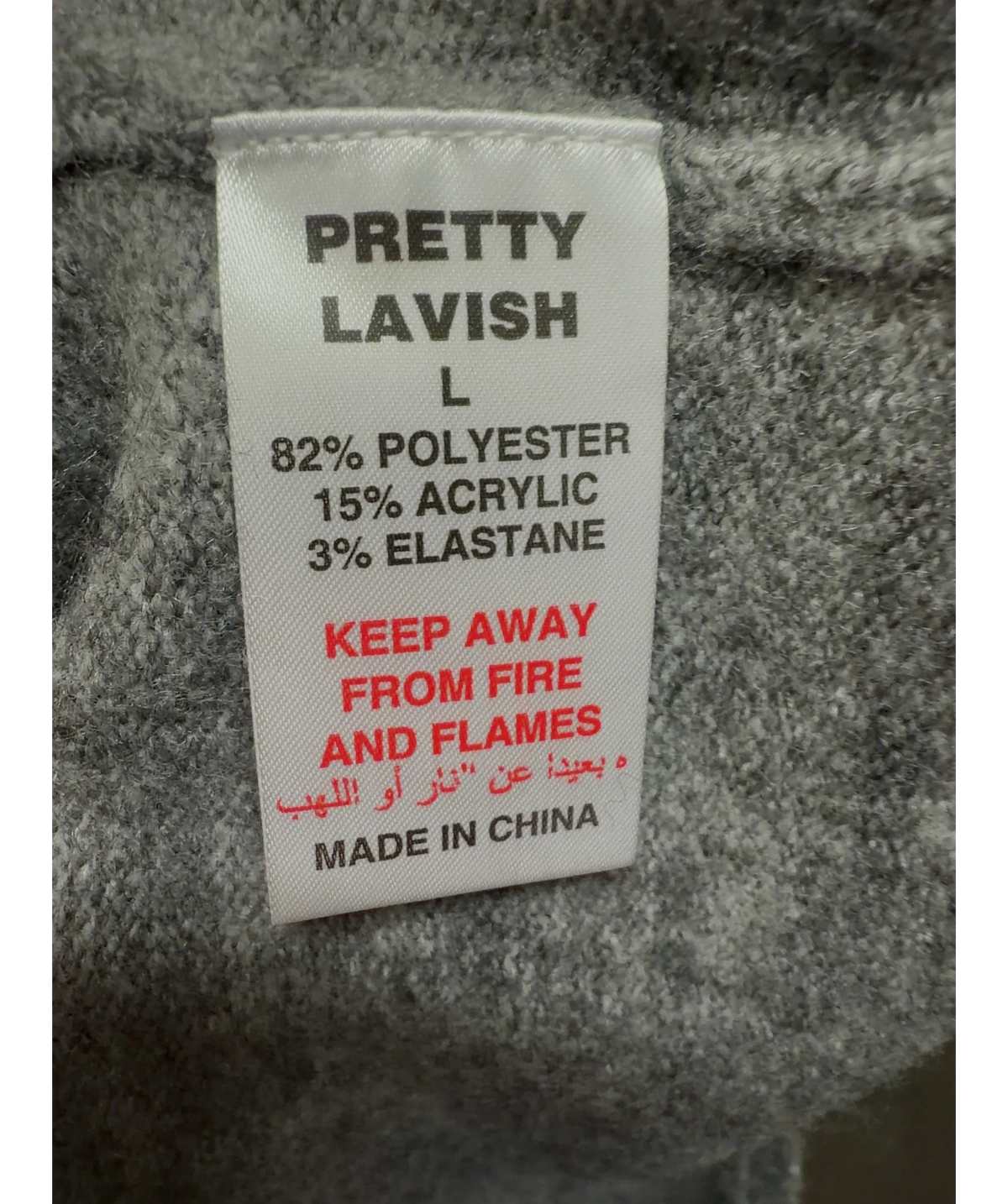 PRETTY LAVISH Grey Colour, size UK L — label