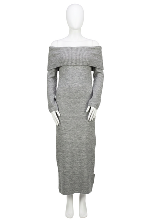 Pretty Lavish Grey Bardot Knit Midaxi Dress UK L
