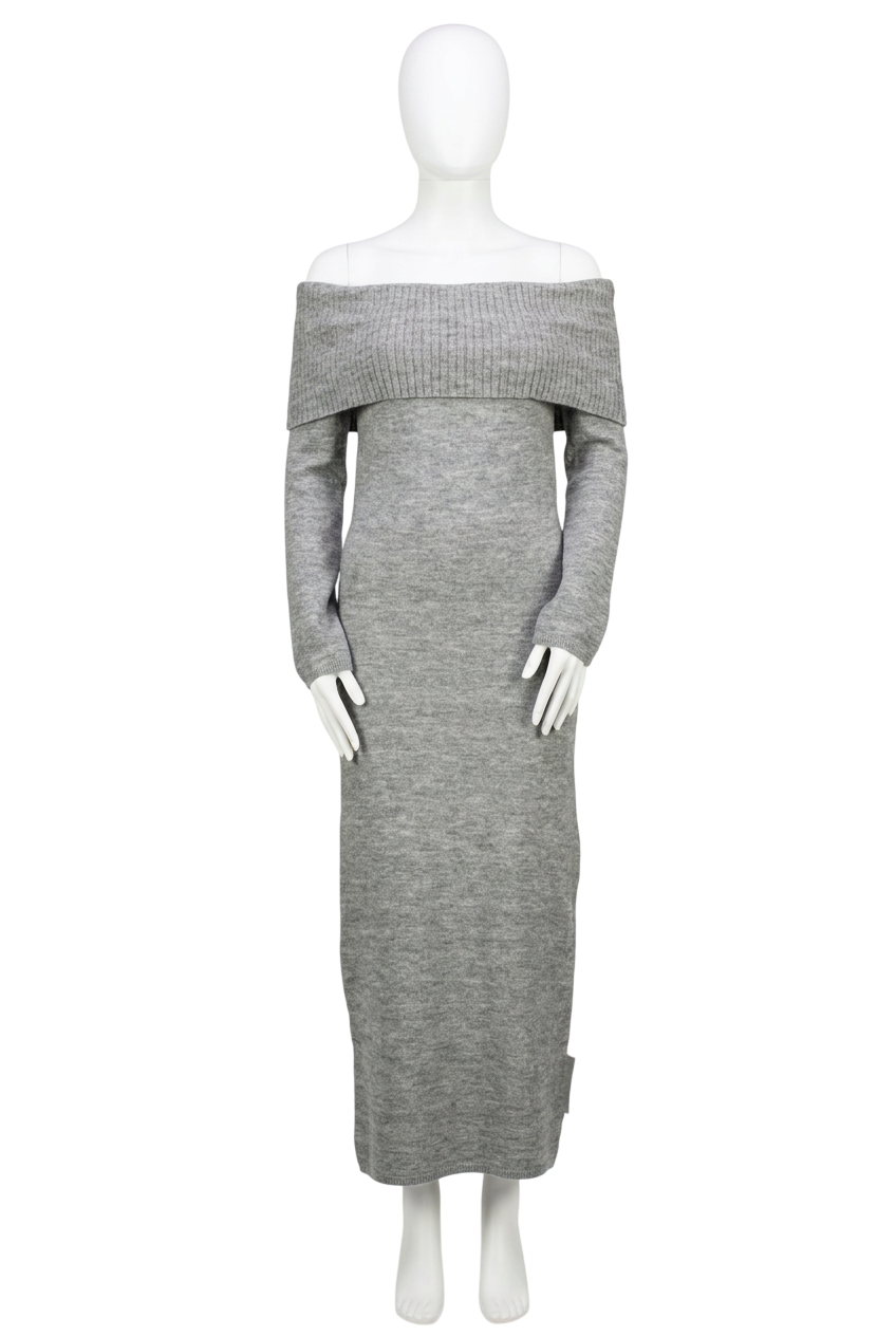 Pretty Lavish Grey Bardot Knit Midaxi Dress UK L
