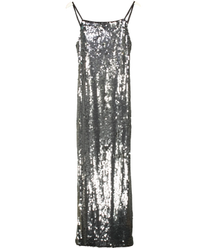 Forever New Corey Sequin Slip Dress Grey Metallic UK 8