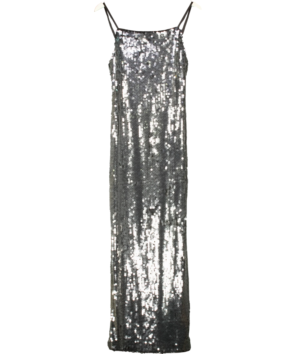 FOREVER NEW silver Corey Sequin Slip Dress, size UK 8 — front