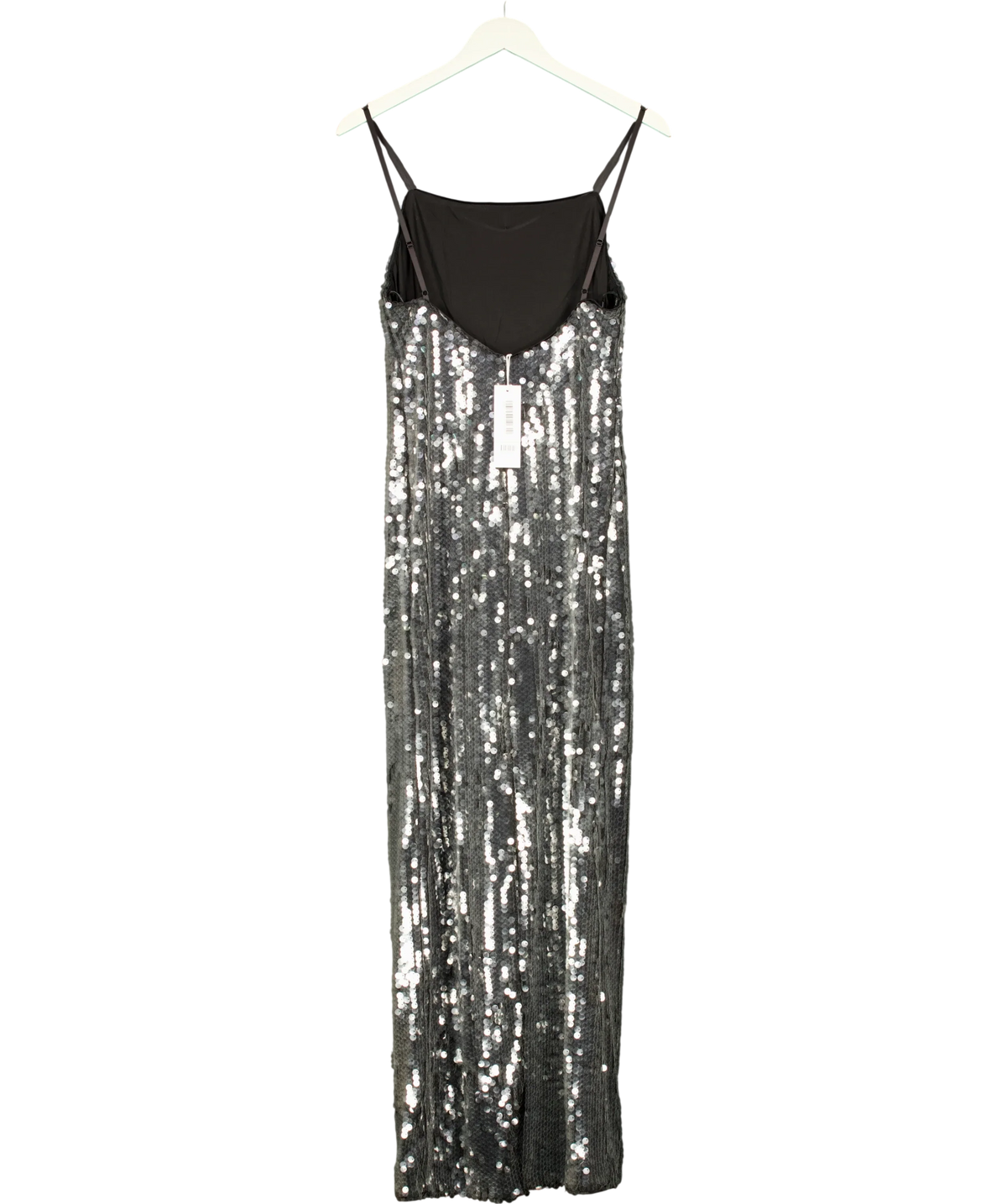FOREVER NEW silver Corey Sequin Slip Dress, size UK 8 — back