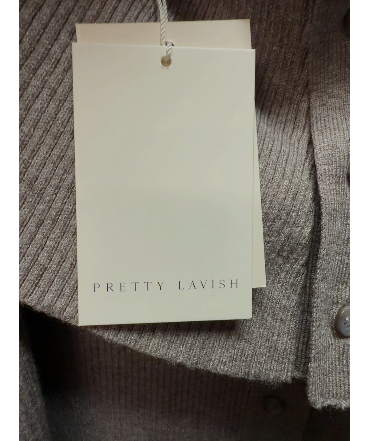 PRETTY LAVISH Beige Soreya Bardot Knit Dress, size UK XXL — detail