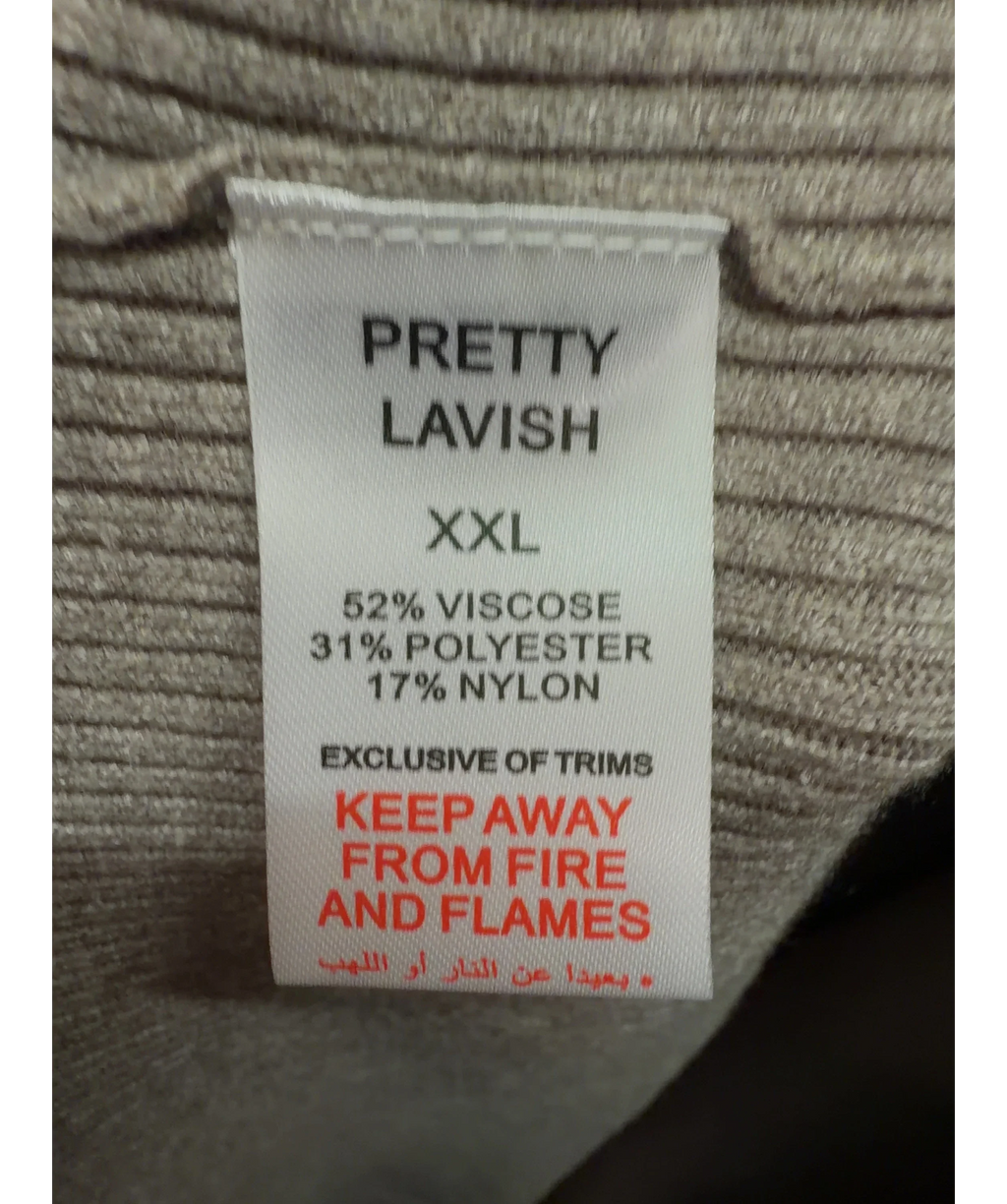 PRETTY LAVISH Beige Soreya Bardot Knit Dress, size UK XXL — label