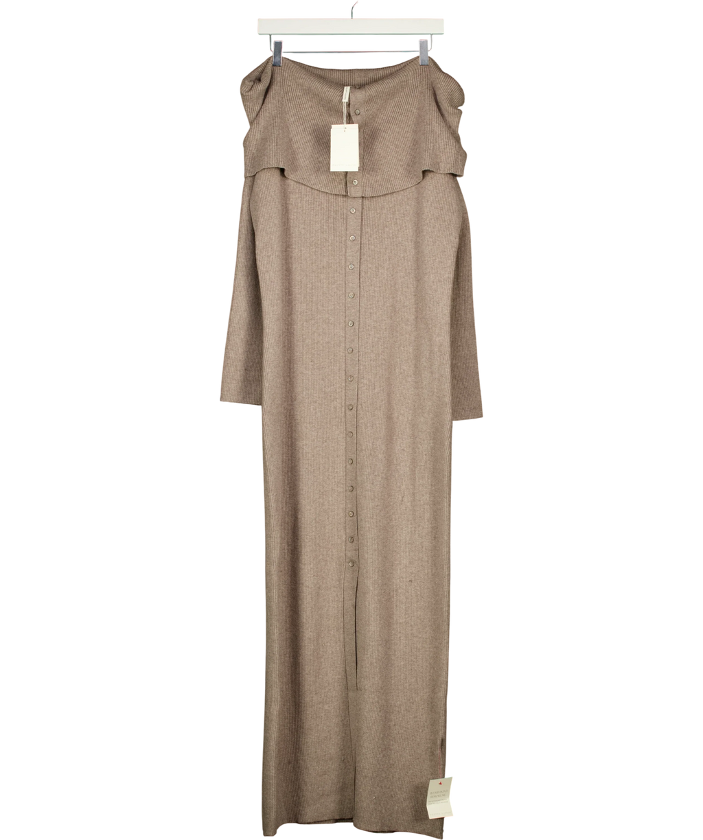 PRETTY LAVISH Beige Soreya Bardot Knit Dress, size UK XXL — front