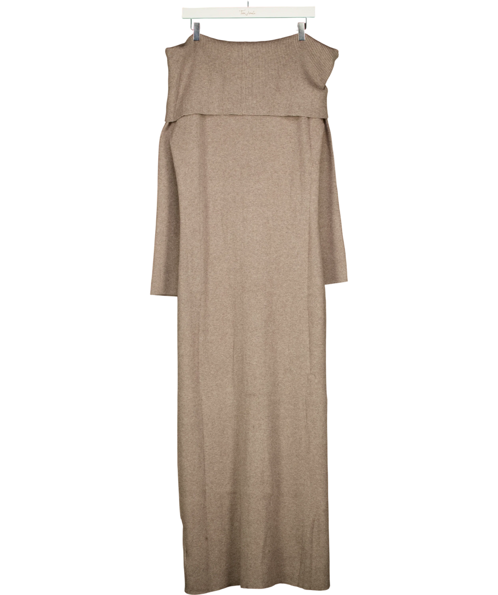 PRETTY LAVISH Beige Soreya Bardot Knit Dress, size UK XXL — back