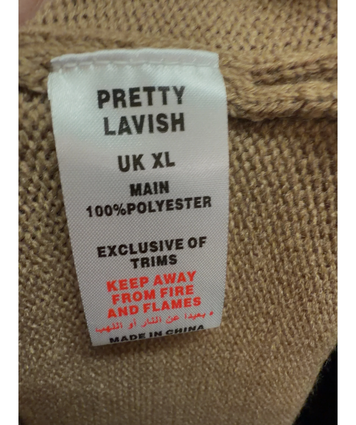 PRETTY LAVISH camel Beau Wrap Midi Dress, size UK XL — label