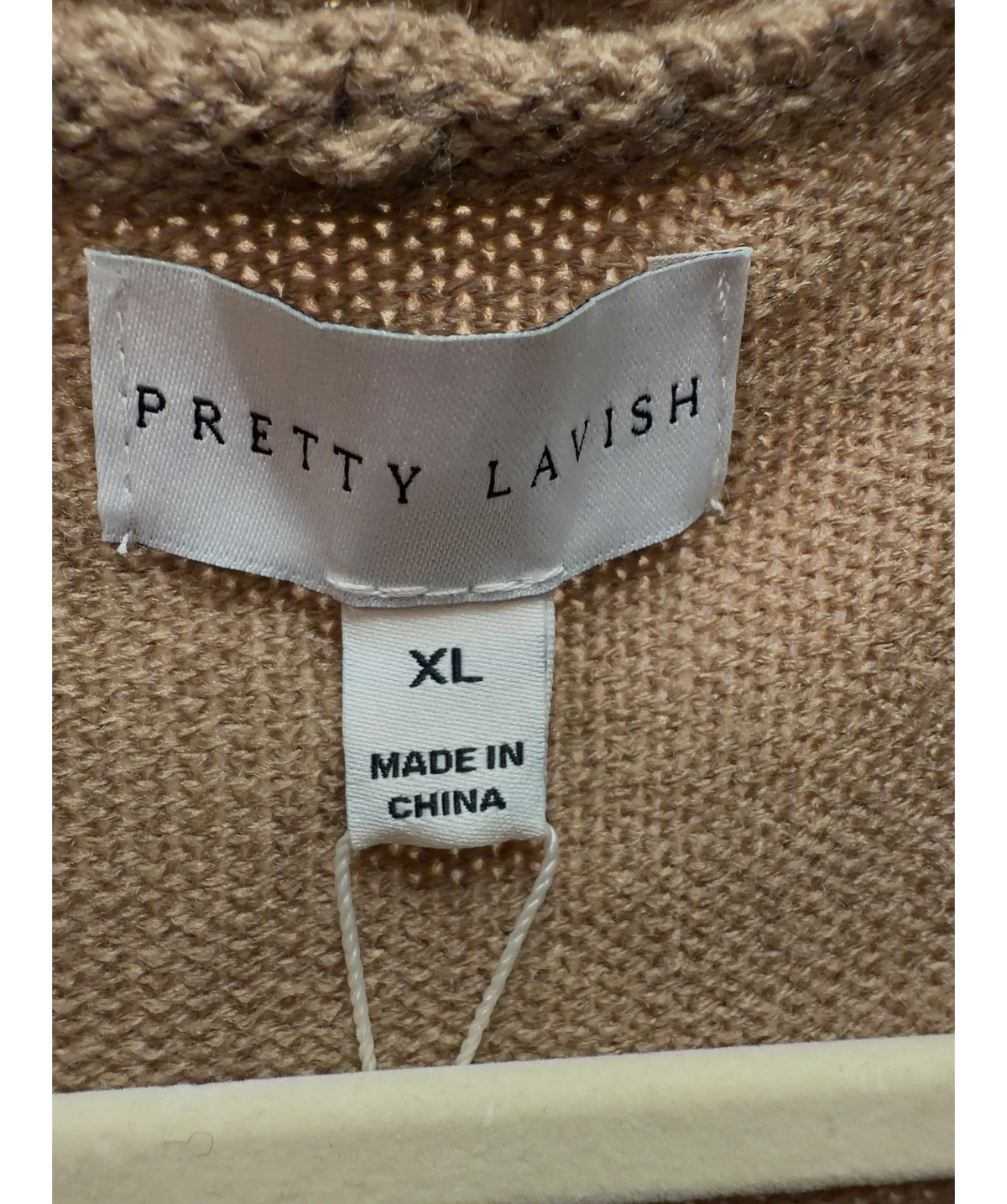 PRETTY LAVISH camel Beau Wrap Midi Dress, size UK XL — care label