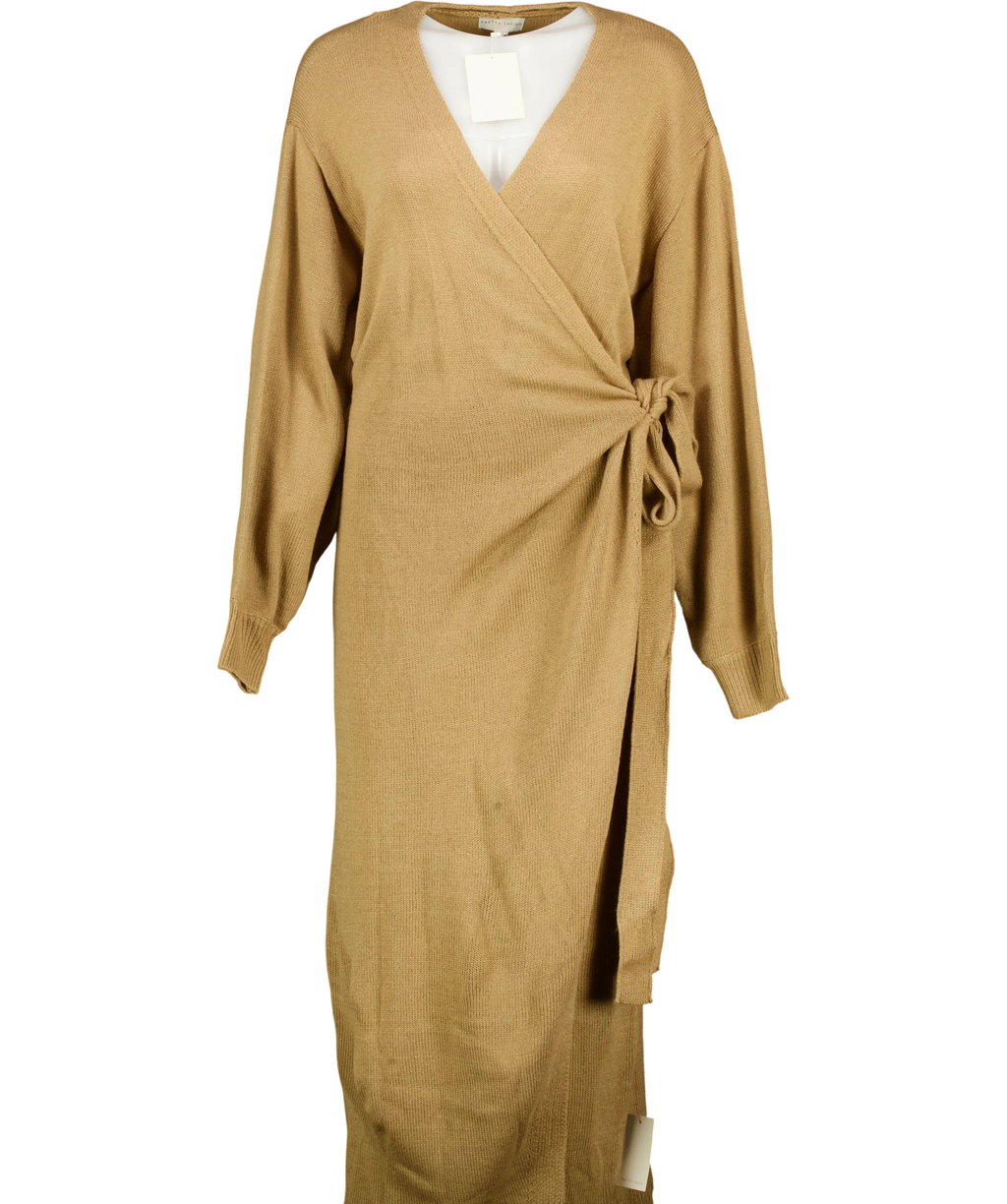 PRETTY LAVISH camel Beau Wrap Midi Dress, size UK XL — front