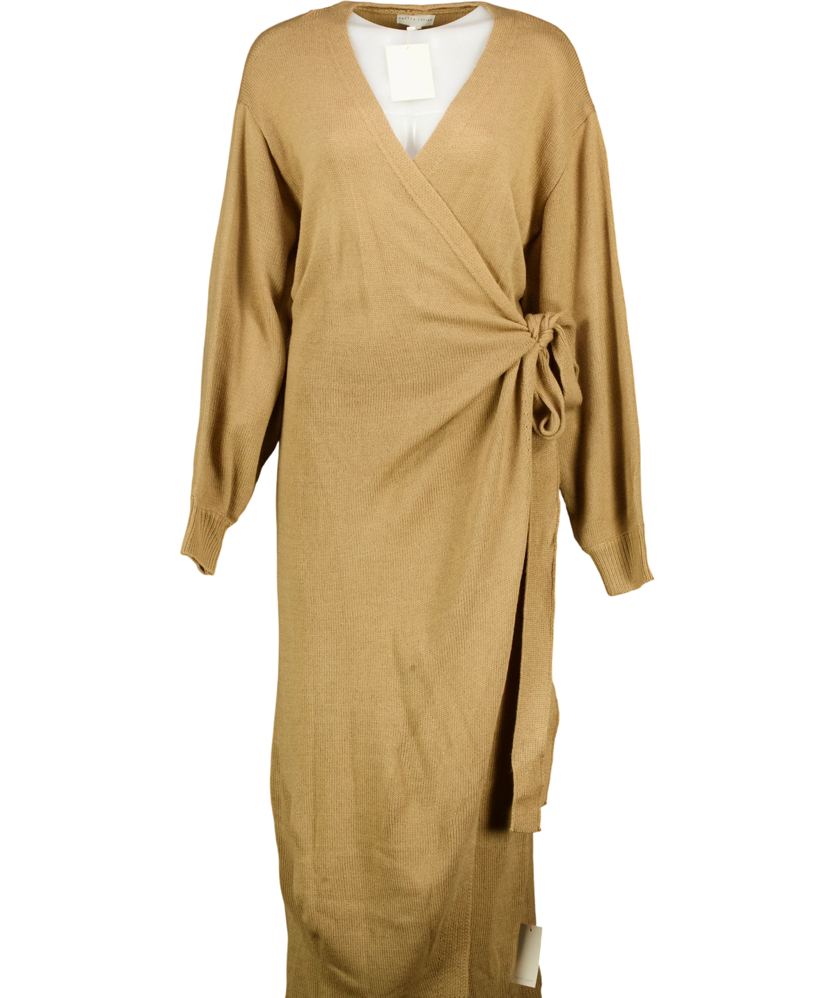 PRETTY LAVISH camel Beau Wrap Midi Dress, size UK XL — front