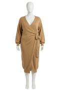 Pretty Lavish Soft Brown Knit Wrap Midaxi Dress UK XL
