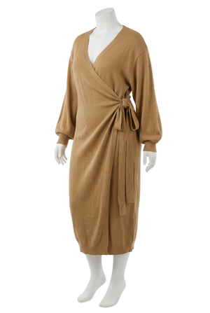 Pretty Lavish Beige Wrap Knit Maxi Dress UK XXL