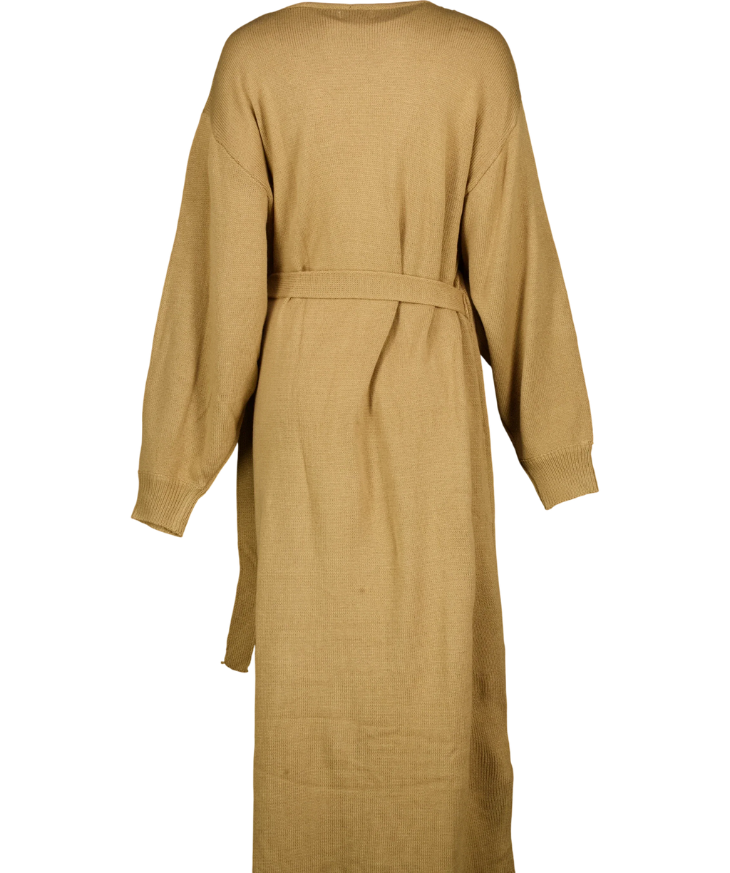 PRETTY LAVISH Beige Beau wrap knit midaxi dress, size UK XXL — back