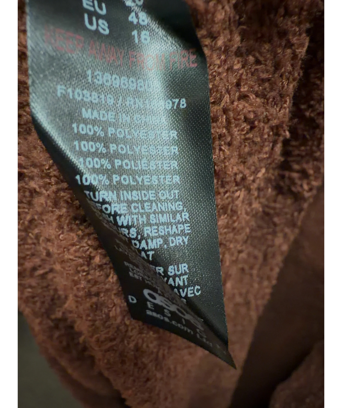 ASOS Brown Colour, size UK 20 — label