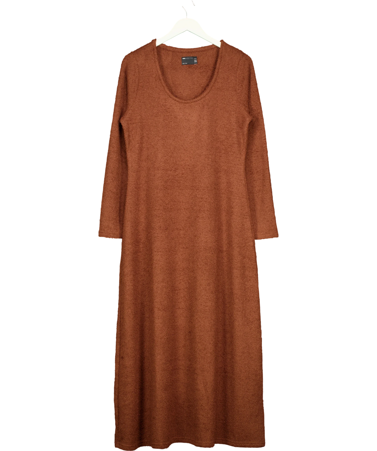 ASOS Brown DESIGN Curve supersoft scoop neck  midi dress, size UK 18 — front