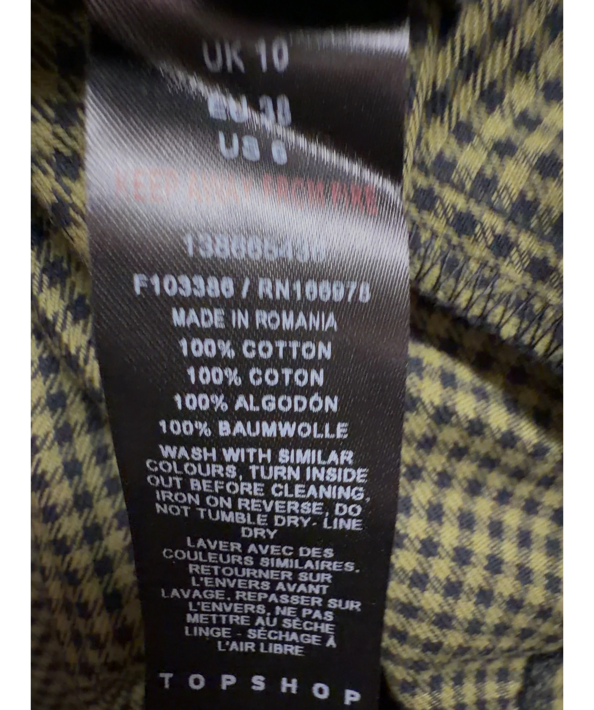TOPSHOP Green Colour, size UK 10 — label