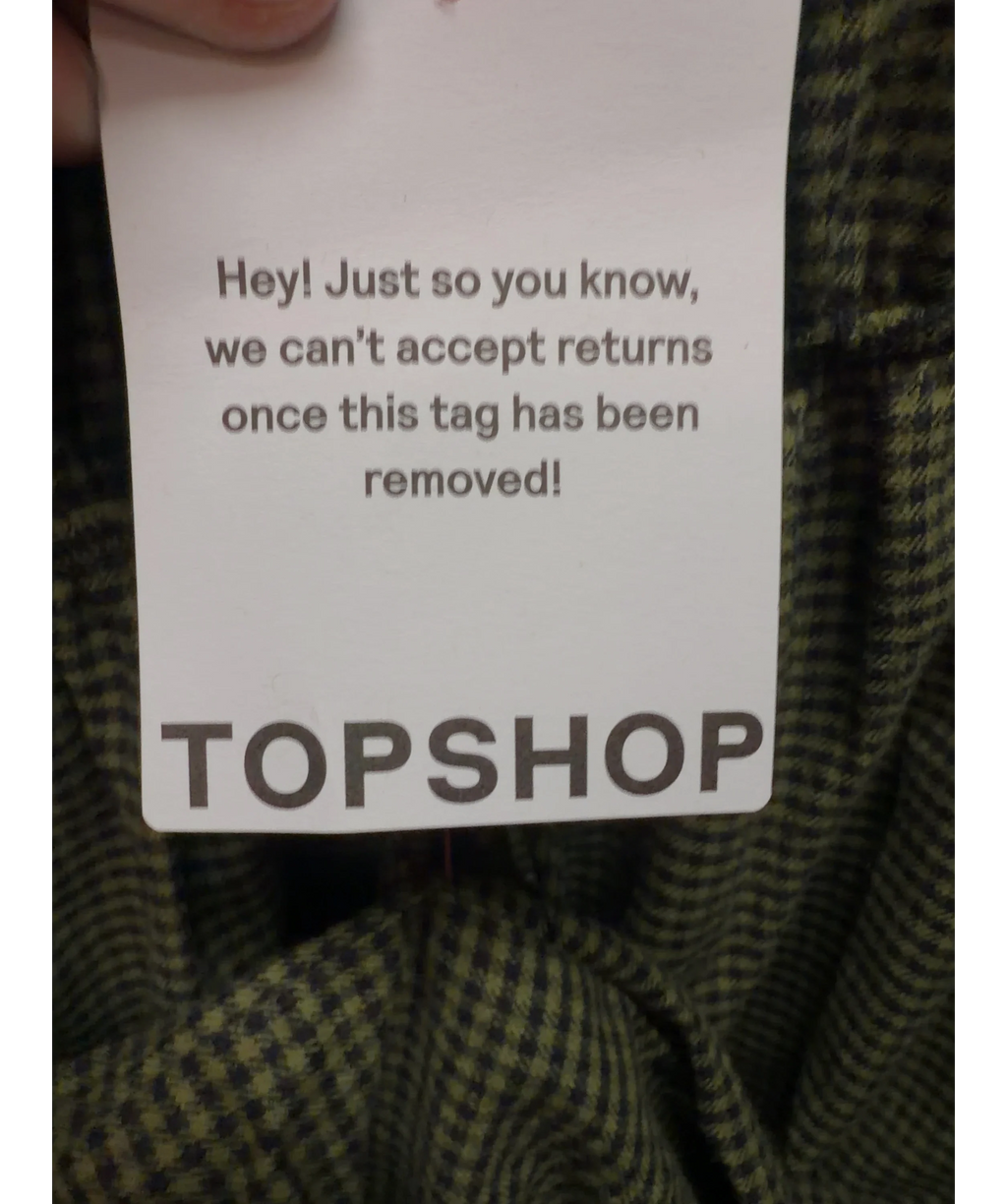 TOPSHOP Green tie-front mini dress, size UK 8 — detail