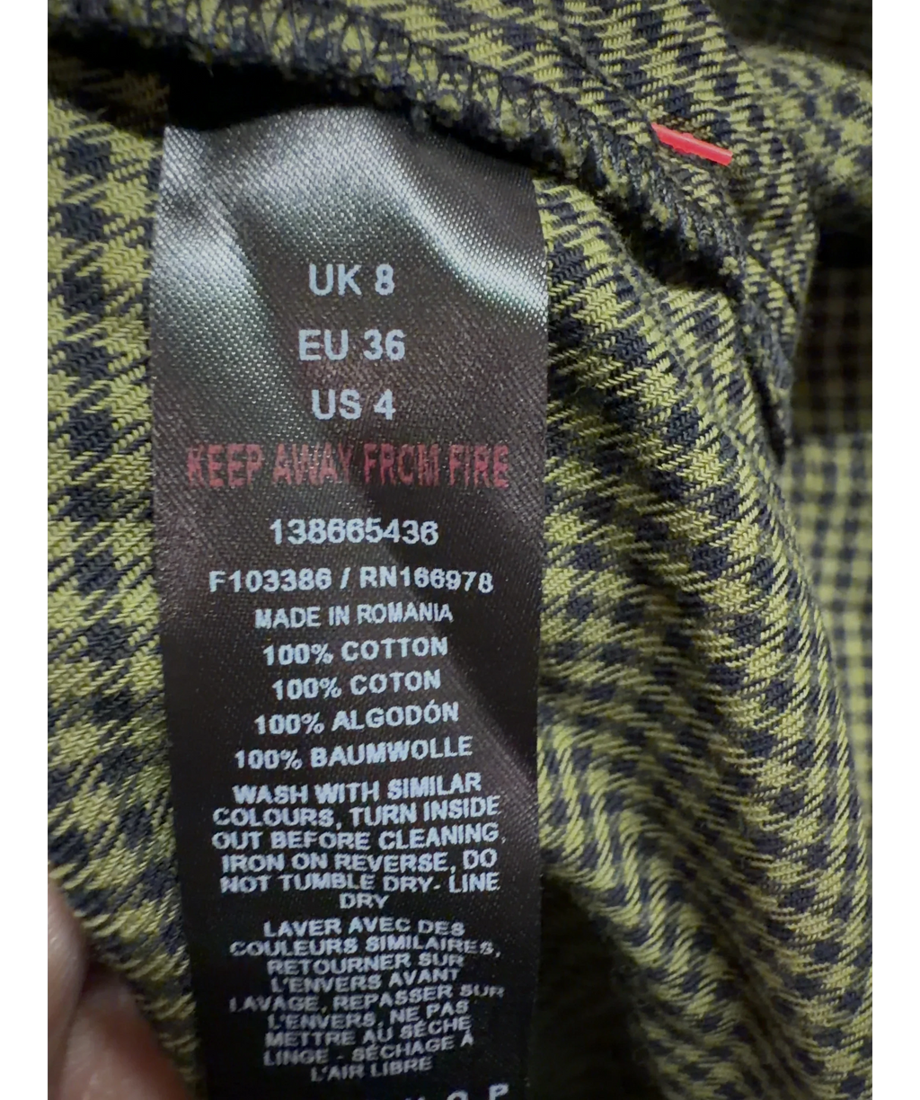 TOPSHOP Green tie-front mini dress, size UK 8 — label