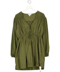 TOPSHOP Green tie-front mini dress, size UK 8 — front