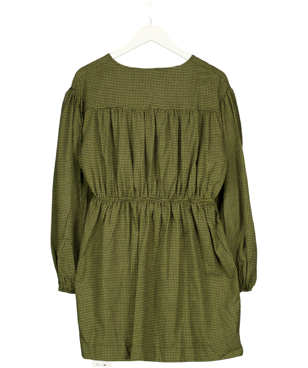 TOPSHOP Green tie-front mini dress, size UK 8 — back