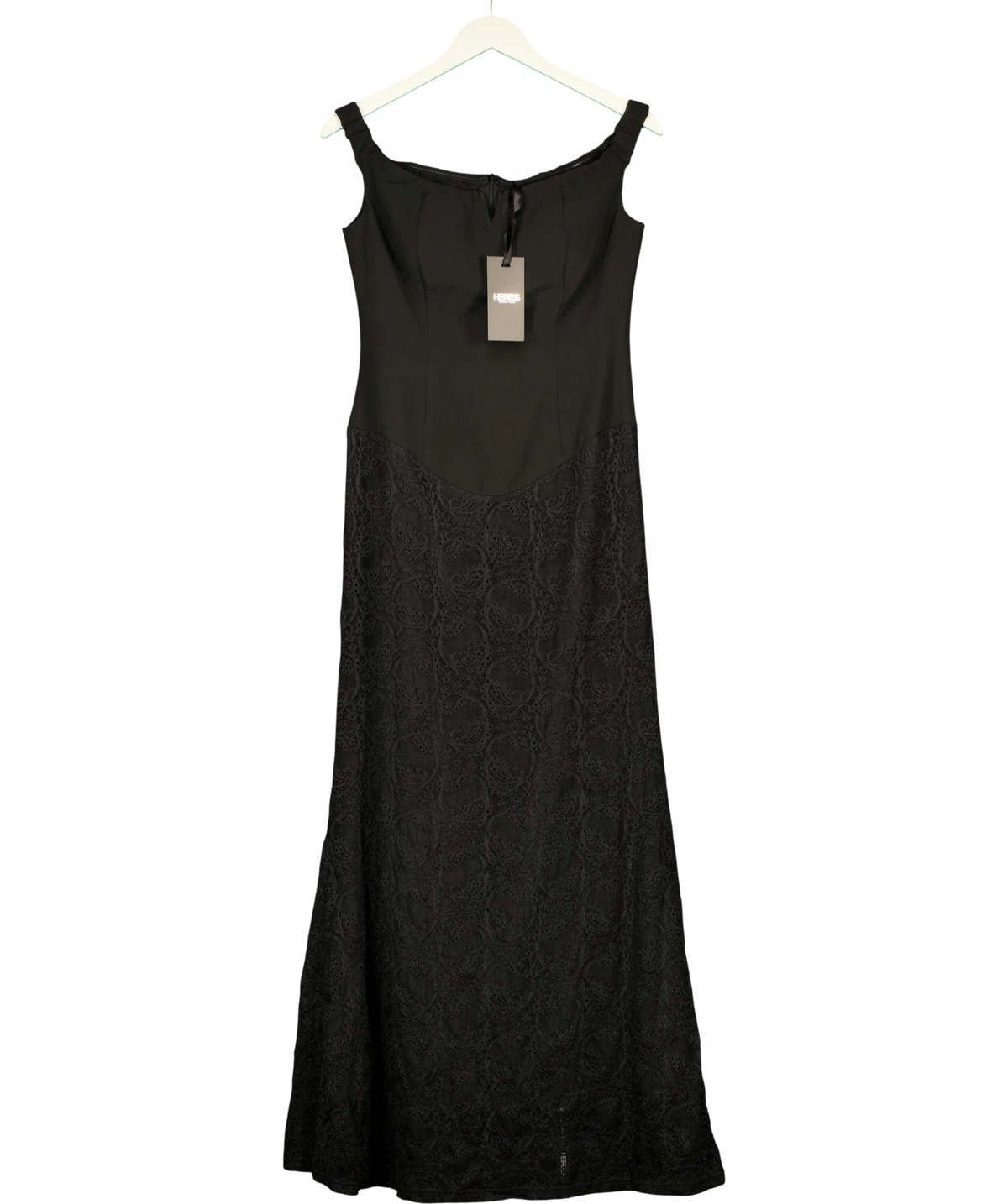 HEIRESS BEVERLY HILLS Black black lace midi dress, size UK M — front
