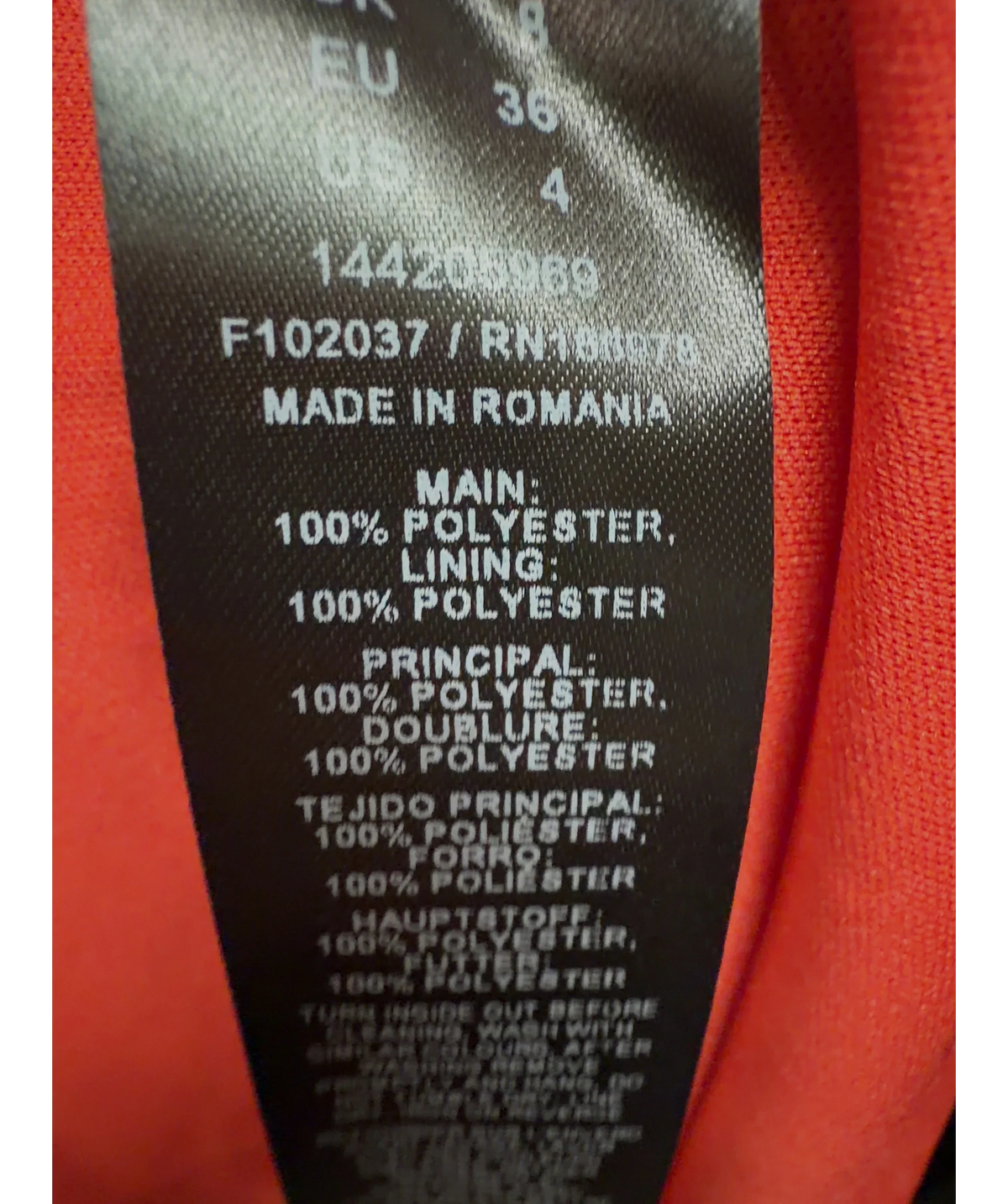 ASOS Red Colour, size UK 8 — label